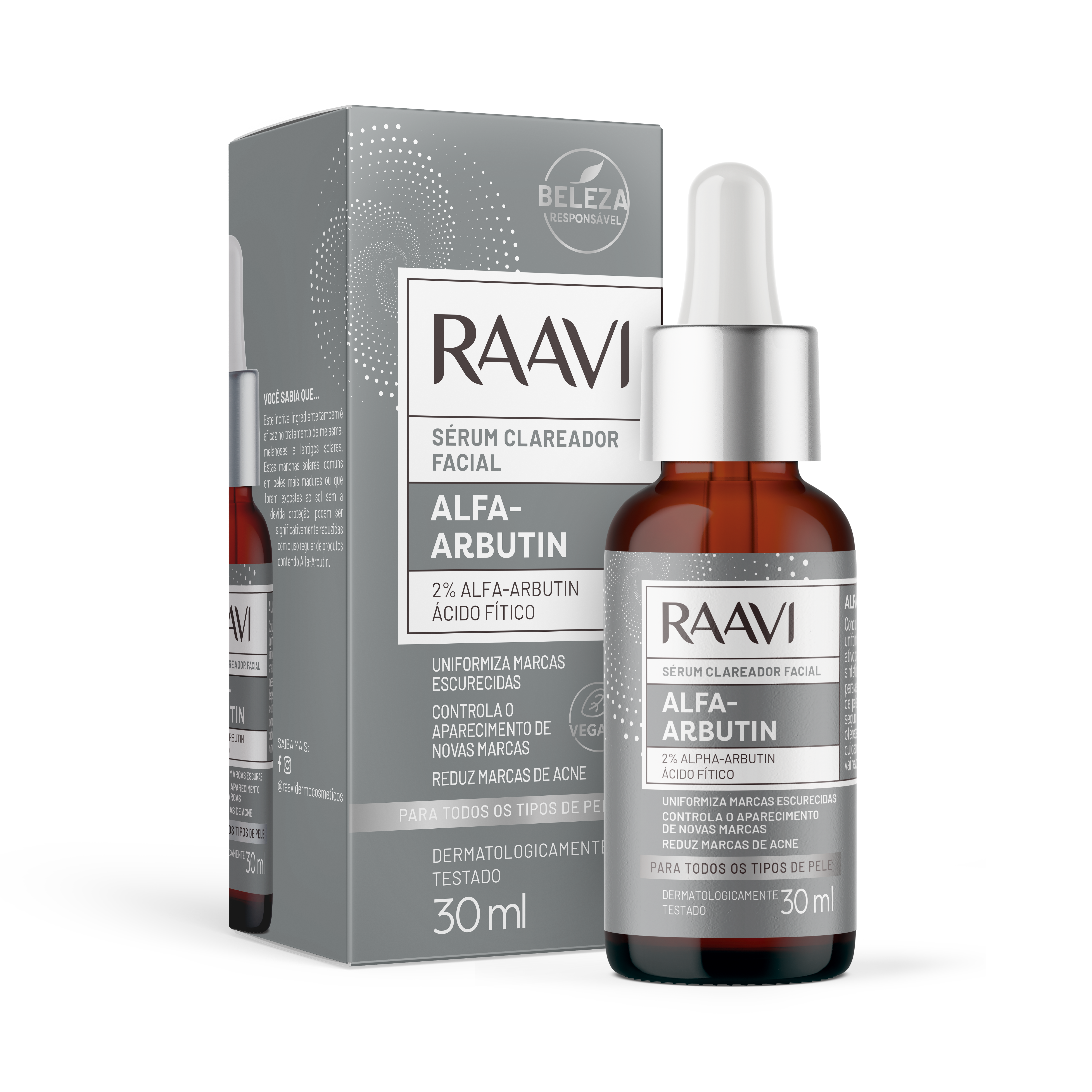 Raavi-Serum-Facial-Alfa-Arbutin-30ml-Cartucho-Frasco-PA2820 Sérum Facial Alfa Arbutin Raavi