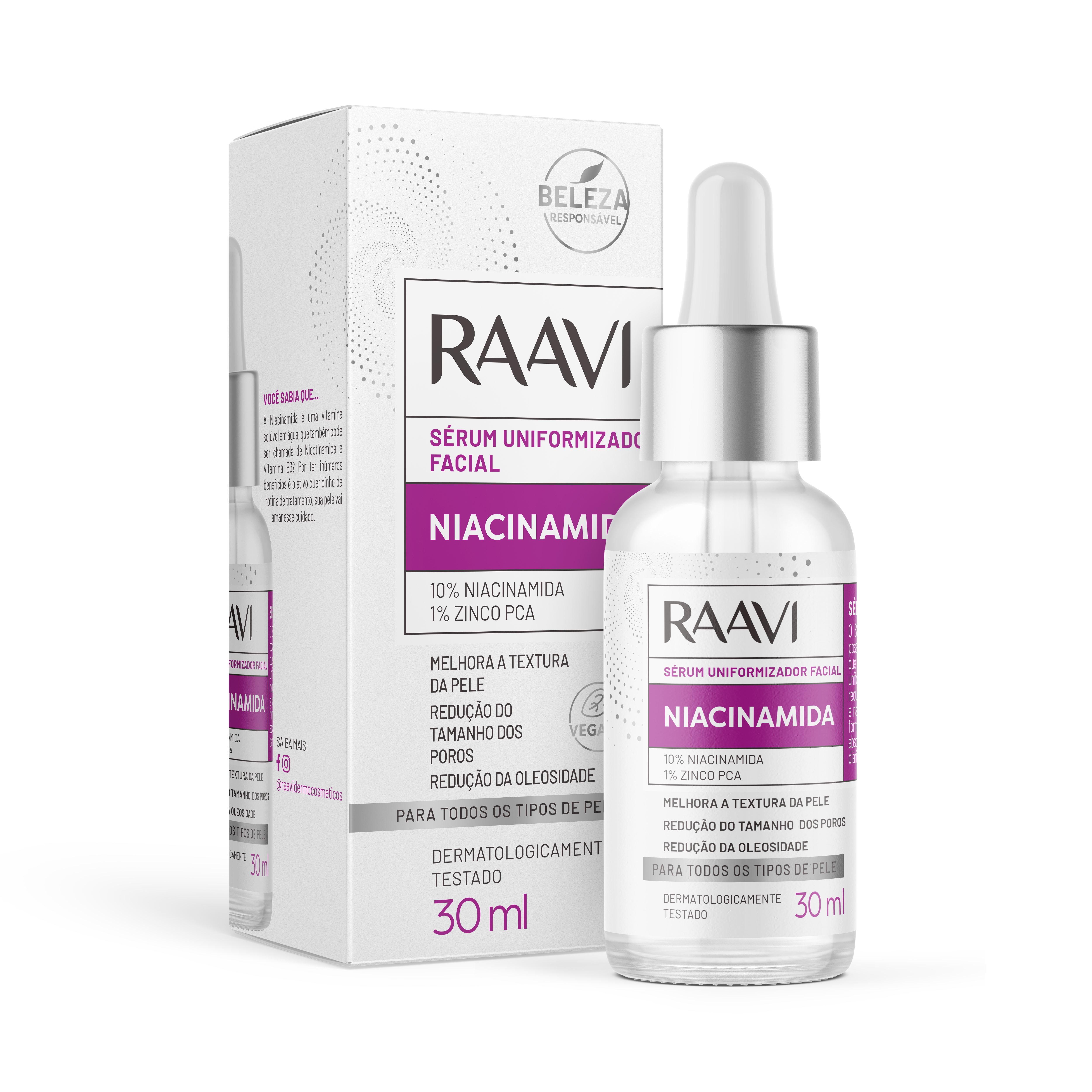 Raavi-Serum-Facial-Niacinamida-30ml-Cartucho-Frasco-PA2801 Sérum Facial Niacinamida Raavi